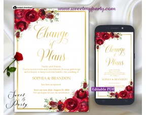 Red Roses Change of Plans Announcement template,(16)